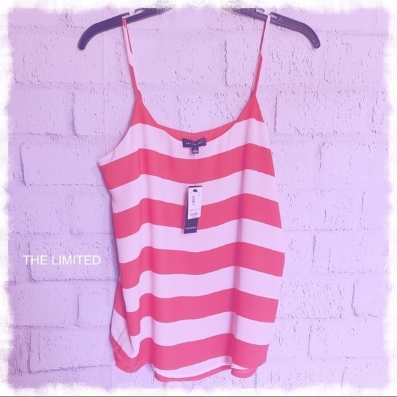 The Limited Tops - THE LIMITED Coral/White Stripe Reversible Camisole